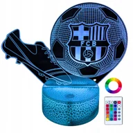Lampy stojące - Lampka Nocna Biurkowa dla Dzieci FC Barcelona Piłka Korki 16 LED 3D + Pilot - miniaturka - grafika 1