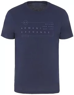 Armani Exchange Męski t-shirt z logo Regular Fit Tonal, granatowy blezer, XL - Koszulki męskie - miniaturka - grafika 1