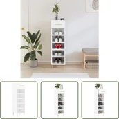 Szafki na buty - The Living Store Szafka na buty biały wysoki połysk 30x35x105 cm materiał drewnopochodny - miniaturka - grafika 1