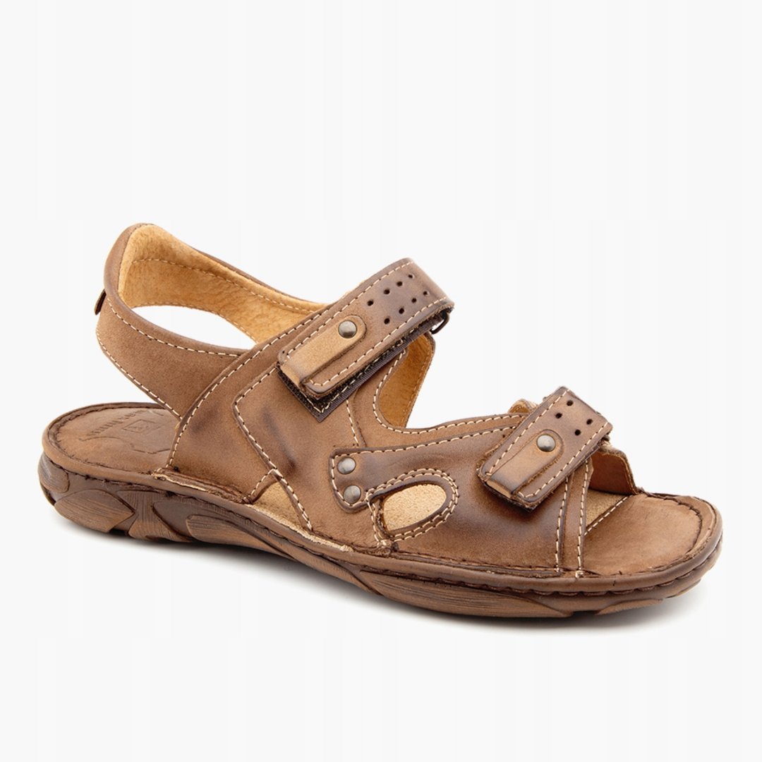 MAXIMUS 028 Polskie sandały męskie skórzane brązowe 40