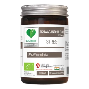 Be Organic Ashwagandha KSM-66 5% Bio 200 mg Tabletki, 50 szt. - Suplementy diety - miniaturka - grafika 1