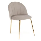 Krzesła - Krzesło tapicerowane DC-2139 ciemny beż welur noga złota - miniaturka - grafika 1