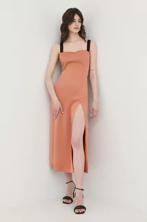 Sukienki - Pinko sukienka kolor pomarańczowy maxi prosta - grafika 1