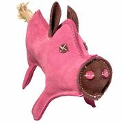 Zabawki dla psów - PafDog Świnka Pinky zabawka dla psa ze skóry i juty, 28 cm - miniaturka - grafika 1
