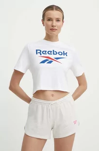 Reebok t-shirt bawełniany Identity damski kolor biały 100037593 - Koszulki sportowe damskie - miniaturka - grafika 1