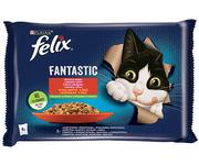 Mokra karma dla kotów - FELIX Fantastic w galaretce z kurczakiem i wołowiną 4x85g - miniaturka - grafika 1