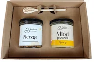 Zestawy upominkowe - Świąteczny Zestaw Prezentowy Miód Wielokwiatowy 410g + Pierzga 200g z owijką - miniaturka - grafika 1