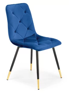 Krzesło tapicerowane pikowane velvet granatowe K438 na czarno złotych nogach - Krzesła - miniaturka - grafika 1