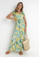 Sukienki - Zielono-Beżowa Sukienka Vevera - miniaturka - grafika 1