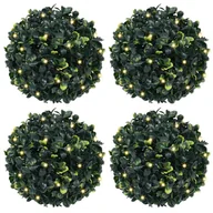Sztuczne kwiaty - vidaXL Sztuczne kule bukszpanowe z diodami LED 4 szt. Zielone 12 cm - miniaturka - grafika 1