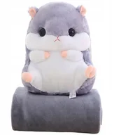 Maskotki i pluszaki - CHOMIK PLUSZOWY PRZYTULANKA PLUSZAK MIŚ PODUSZKA Z KOCEM MASKOTKA DUŻY 40CM SZARY - miniaturka - grafika 1
