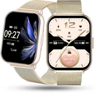 Smartwatch - Zegarek Damski SMARTWATCH RUBICON złoty mesh - miniaturka - grafika 1