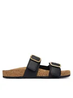 Klapki i japonki damskie - Tommy Hilfiger Klapki Leather Double Strap Cork Sandals FW0FW09118 Czarny - miniaturka - grafika 1