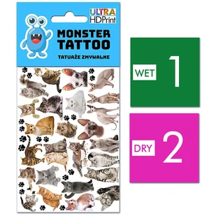 TATUAŻE ZMYWALNE DLA DZIECI KOTY WZORY ORYGINALNE - Zabawki kreatywne - miniaturka - grafika 1