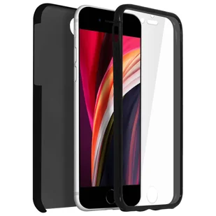 Etui 360° do iPhone'a 7 / 8 / SE 2020 Elastyczny przód i sztywny tył — czarne - Etui i futerały do telefonów - miniaturka - grafika 1