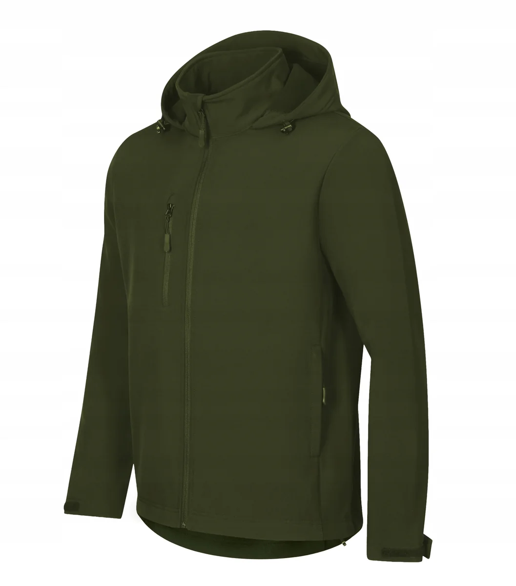 Kurtka Męska z kapturem wojskowa wodoodporna turystyczna softshell - XXL zielony poliester