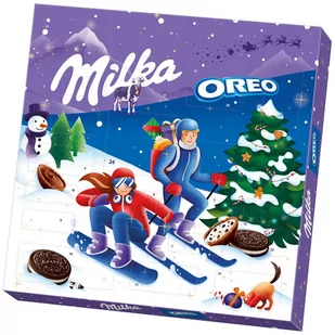 Kalendarz adwentowy Milka & Oreo Kalendarz adwentowy z herbatnikami kakaowymi z nadzieniem śmietankowym i nadziewaną czekoladą mleczną - Bombonierki i czekoladki - miniaturka - grafika 1