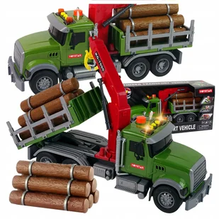 Ciężarówka Zabawka Auto z Ruchomym Dźwigiem do Przewozu Drewna Dźwięki LED - Samochody i pojazdy dla dzieci - miniaturka - grafika 1