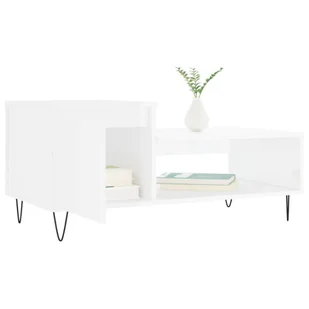 Stolik kawowy, biały o wysokim połysku, 100x50x45 cm Lumarko! - Ławy i stoliki kawowe - miniaturka - grafika 5