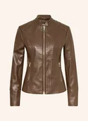 Kurtki damskie - Guess Kurtka Typu Biker Claudine Z Imitacji Skóry braun - miniaturka - grafika 1