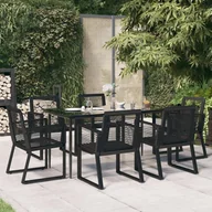 Meble ogrodowe - 7-częściowy zestaw mebli ogrodowych, czarny, rattan PVC - miniaturka - grafika 1