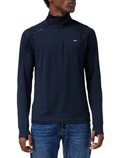 Koszulki męskie - Tommy Hilfiger Męskie wykończenie L/S Hybrid Baselayer dzianinowe topy, pustynne niebo, L, Pustynne niebo, L - grafika 1