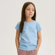Koszulki dla dziewczynek - Reserved - Bawełniany t-shirt z haftem - Niebieski - miniaturka - grafika 1