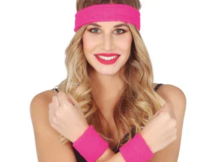 Opaski różowe Disco lata 80-te - 3 szt. - Dodatki do strojów karnawałowych - miniaturka - grafika 1