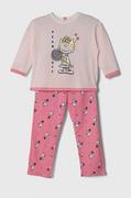Piżamy dla dziewczynek - United Colors of Benetton piżama bawełniana dziecięca x Snoopy kolor różowy wzorzysta - miniaturka - grafika 1