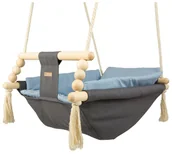 Leżaczki i huśtawki - Leżaczek bujak bujaczek hamak hamaczek huśtawka kołyska z kołderką (szary, jasnoniebieski) - miniaturka - grafika 1