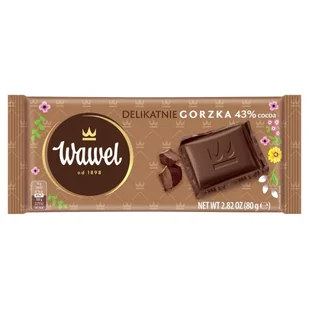 Wawel Czekolada delikatnie gorzka 43 % Cocoa 80 g - Czekolada - miniaturka - grafika 1