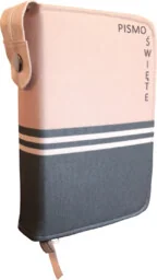 Okładka, ETUI na Biblię, Pismo Święte, z ulubionym CYTATEM, DEDYKACJĄ, wzór PASKI, zamykana na zamek - Dewocjonalia - miniaturka - grafika 1