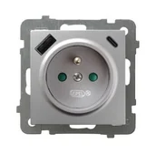 Gniazdka elektryczne - Gniazdo pojedyncze z ładowarką USB A+C Ospel AS - srebro - miniaturka - grafika 1