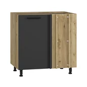 Szafki kuchenne - Szafka Dolna Stojąca Narożna 1 Drzwi 100 x 82 cm DN-100/82 Dąb Craft / Antracyt Połysk Vento Halmar Antracyt, Dąb Craft - miniaturka - grafika 1