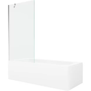 Mexen Vega wanna prostokątna 150 x 70 cm z obudową i parawanem 1-skrzydłowym 90 cm, transparent, chrom - Wanny - miniaturka - grafika 1
