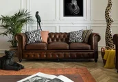 Sofy i kanapy - CHESTERFIELD Sofa #103 Skóra naturalna 216x82x75 cm - miniaturka - grafika 1