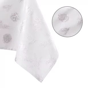 Obrus Biały Drukowany Świąteczny 80x80 AmeliaHome - TCLOTH/AH/MAGICNIGHT/HMD/SILVER/80X80 - Obrusy i serwetki - miniaturka - grafika 1