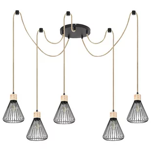Rabalux Farfalle lampa wisząca 5x40W czarny/drewno 3150 - Lampy sufitowe - miniaturka - grafika 1