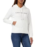 Bluzy damskie - Calvin Klein Jeans Damska bluza z kapturem Core Institutional Logo, Jasnobiały, XS - miniaturka - grafika 1