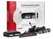 Czujniki parkowania - AMIO Czujniki parkowania AMiO z wyświetlaczem LED i buzzerem 4 sensory 22mm czarne P16-0031 - miniaturka - grafika 1