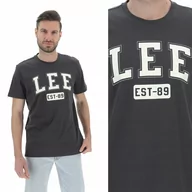 Koszulki męskie - Lee TEE Washed Black CZARNY T-SHIRT BAWEŁNIANA KOSZULKA Z LOGO REGULAR S - miniaturka - grafika 1