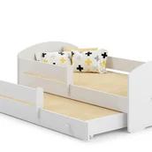 Łóżka dla dzieci i młodzieży - Podwójne białe łóżko dziecięce z rysunkiem księżniczki i korony oraz barierkami 160x80 cm z dolnym łóżkiem 145x80 cm – Zawiera 2 materace i stelaże - miniaturka - grafika 1