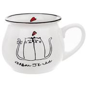 Kubki - Kubek ceramiczny z uchem koty kotki do picia kawy herbaty 300 ml kod: O-128841    - miniaturka - grafika 1