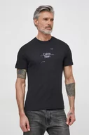 Koszulki męskie - Calvin Klein t-shirt bawełniany męski kolor czarny z nadrukiem - miniaturka - grafika 1