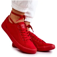 Trampki damskie - Niskie Damskie Tenisówki Big Star JJ274068 Czerwone - miniaturka - grafika 1