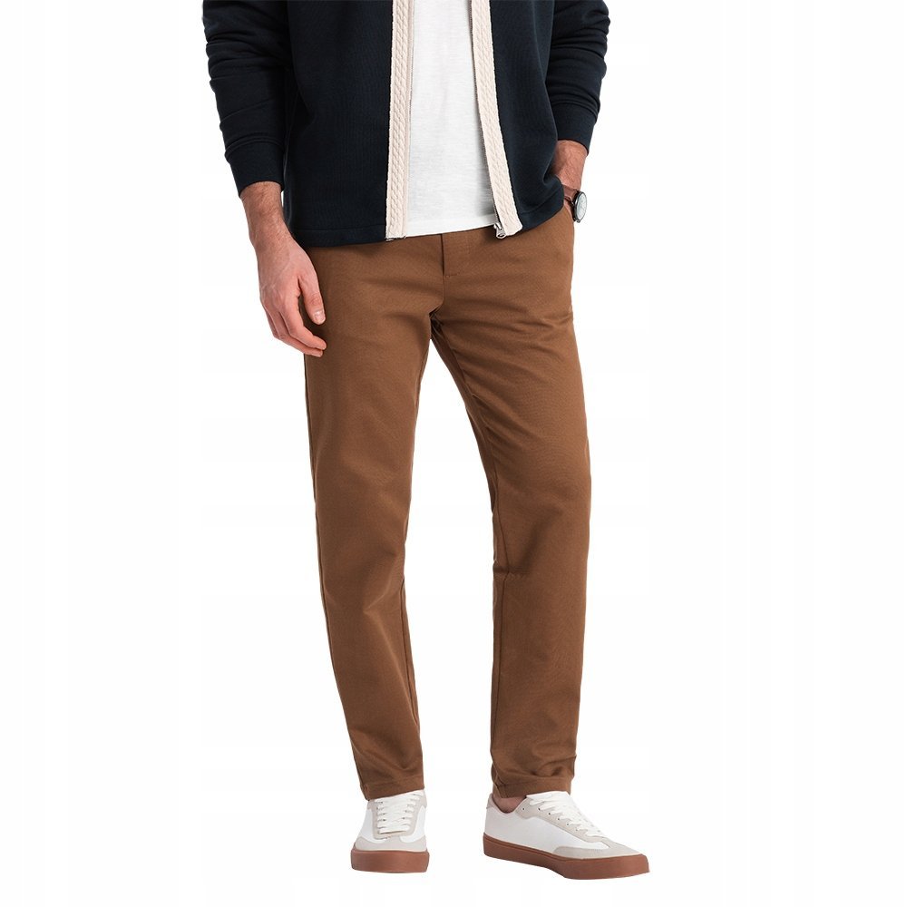 Spodnie męskie chino o klasycznym kroju karmelowe V3 OM-PACP-0190 XL