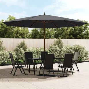 vidaXL Parasol ogrodowy na drewnianym słupku, czarny, 400x273 cm - Parasole ogrodowe - miniaturka - grafika 1