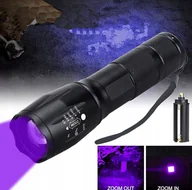 Latarki - Latarka Taktyczna UV LED sprawdzanie klimatyzacji zoom 3xAAA - miniaturka - grafika 1
