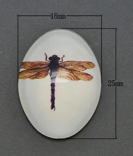 [04602] Kaboszon z obrazkiem 18*25mm ważka - Półfabrykaty do biżuterii - miniaturka - grafika 1