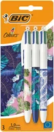 Długopisy - BIC Długopis 4 kolorowy Message Botanical AST 3 szt. blister - miniaturka - grafika 1
